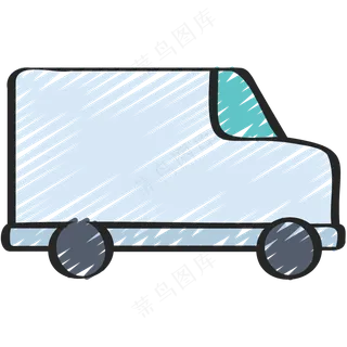 白色箱型小火车 铅笔手绘图标icon