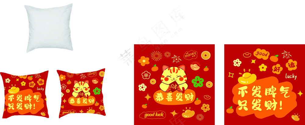 抱枕 红色背景 