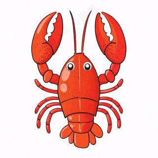 大龙虾海洋海鲜卡通插画免抠