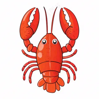 大龙虾海洋海鲜卡通插画免抠