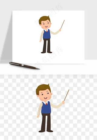 手绘教师讲课png免抠