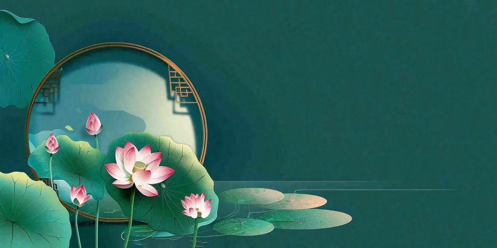 秋天插画风景处暑背景