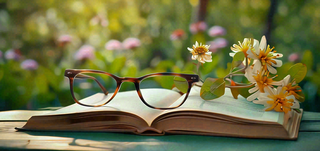 大自然绿色阅读书本世界读书日摄影图