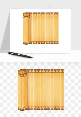 古风竹简卷轴书籍png免抠