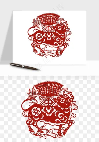 春节福字窗花剪纸png免抠