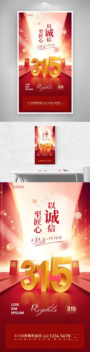 红色喜庆风格315消费者权益日海报