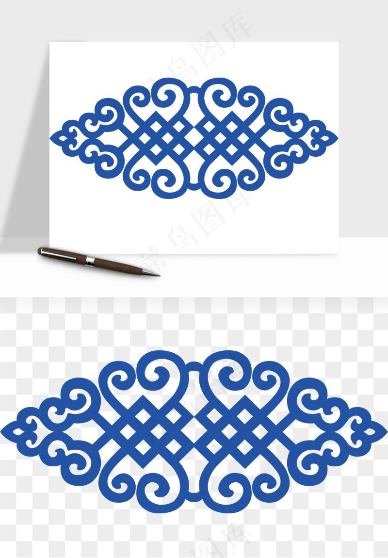 青花瓷花纹花卉图案png免抠