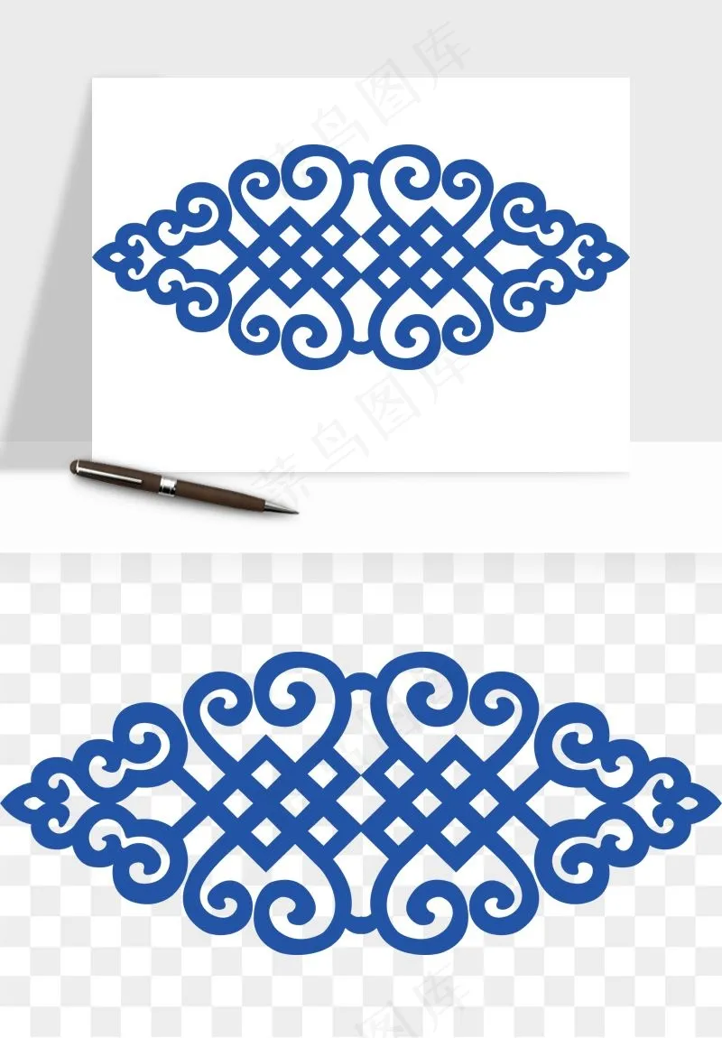 青花瓷花纹花卉图案png免抠