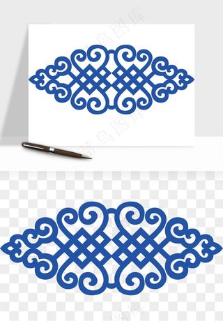 青花瓷花纹花卉图案png免抠