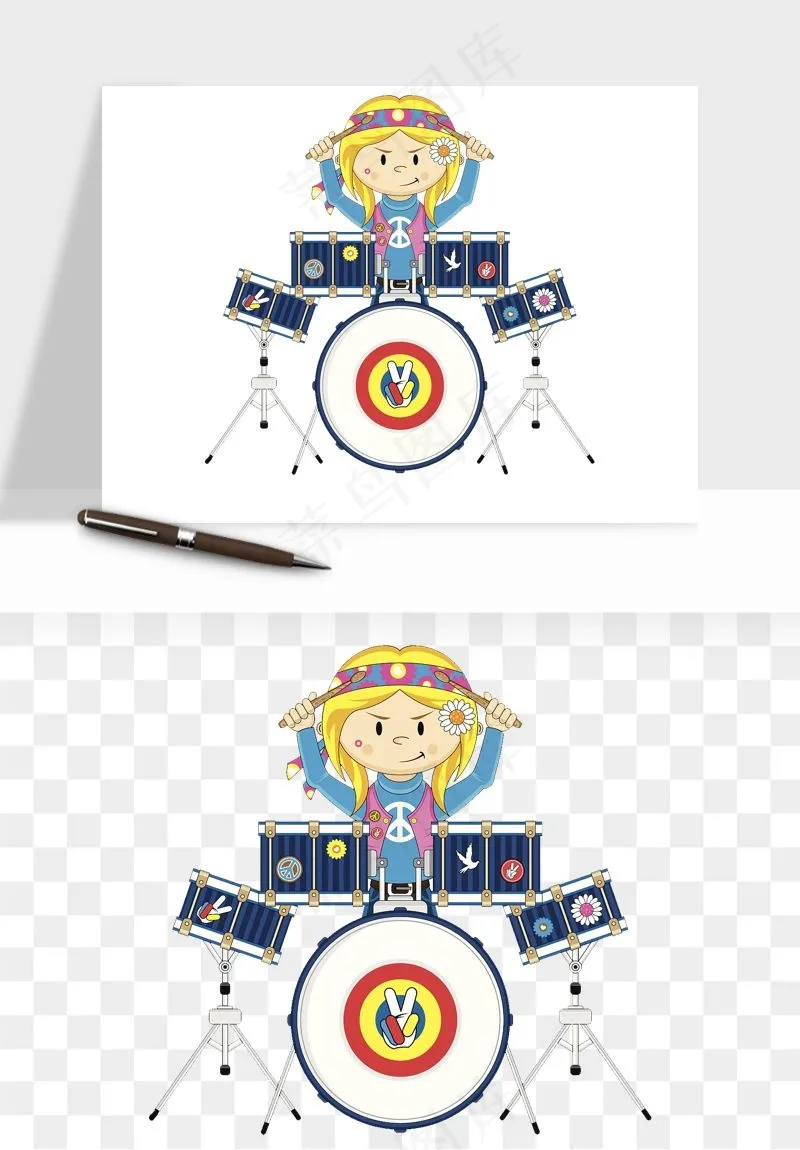 摇滚架子鼓乐器png免抠