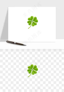 手绘四叶草幸运植物png免抠