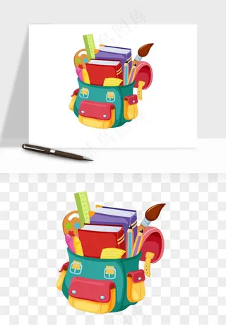 卡通书包背包双肩包png免抠