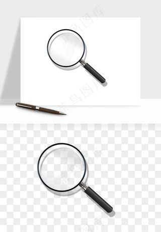 手绘放大镜镜片png免抠