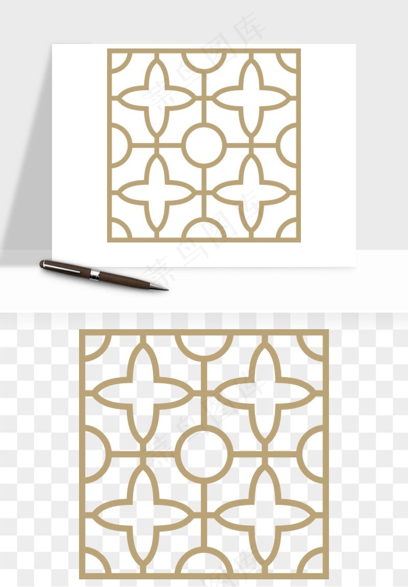中式镂空古典图案png免抠