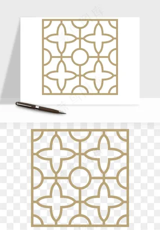 中式镂空古典图案png免抠