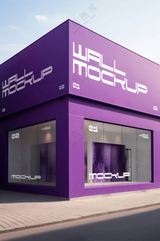 商场超市外墙门店门头招牌贴图海报店铺店招橱窗logo样机-24