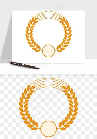 边框橄榄桂枝麦穗奖章png免抠