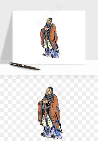 手绘古代诗人文人png免抠