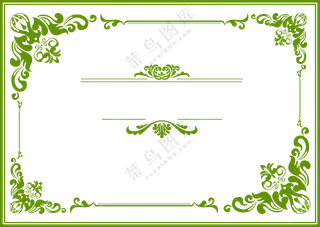 草绿色的花纹图案装饰边框PNG图片
