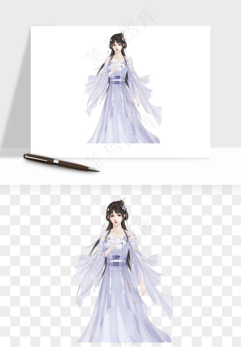 古风美人女子背影png免抠