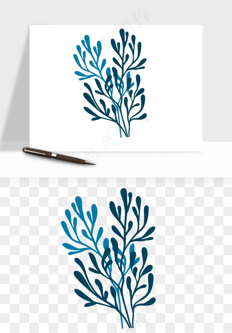 卡通珊瑚海底植物png免抠