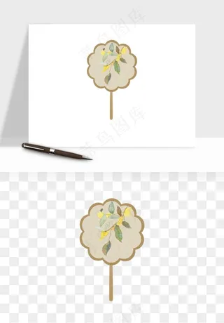 古风扇子元素png免抠