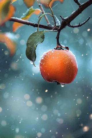 秋冬柿子树的果实寒冷霜降摄影图