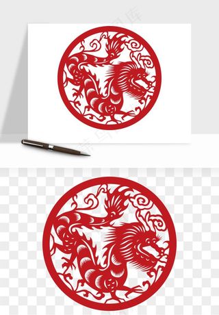 十二生肖剪纸中式纹样图案png免抠