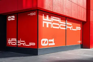 商场超市外墙门店门头招牌贴图海报店铺店招橱窗logo样机-02