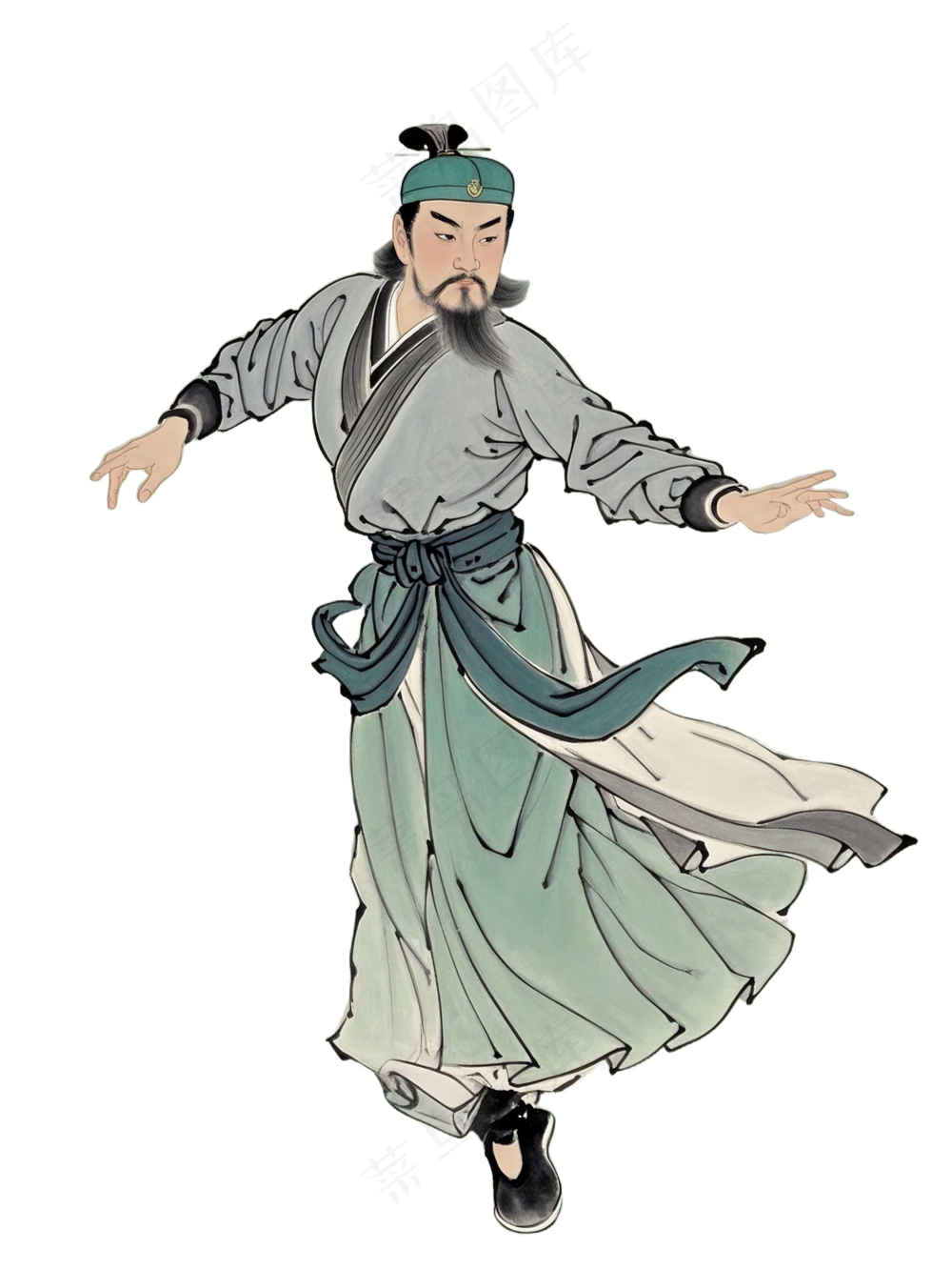 免抠中国风水墨画舞蹈人物