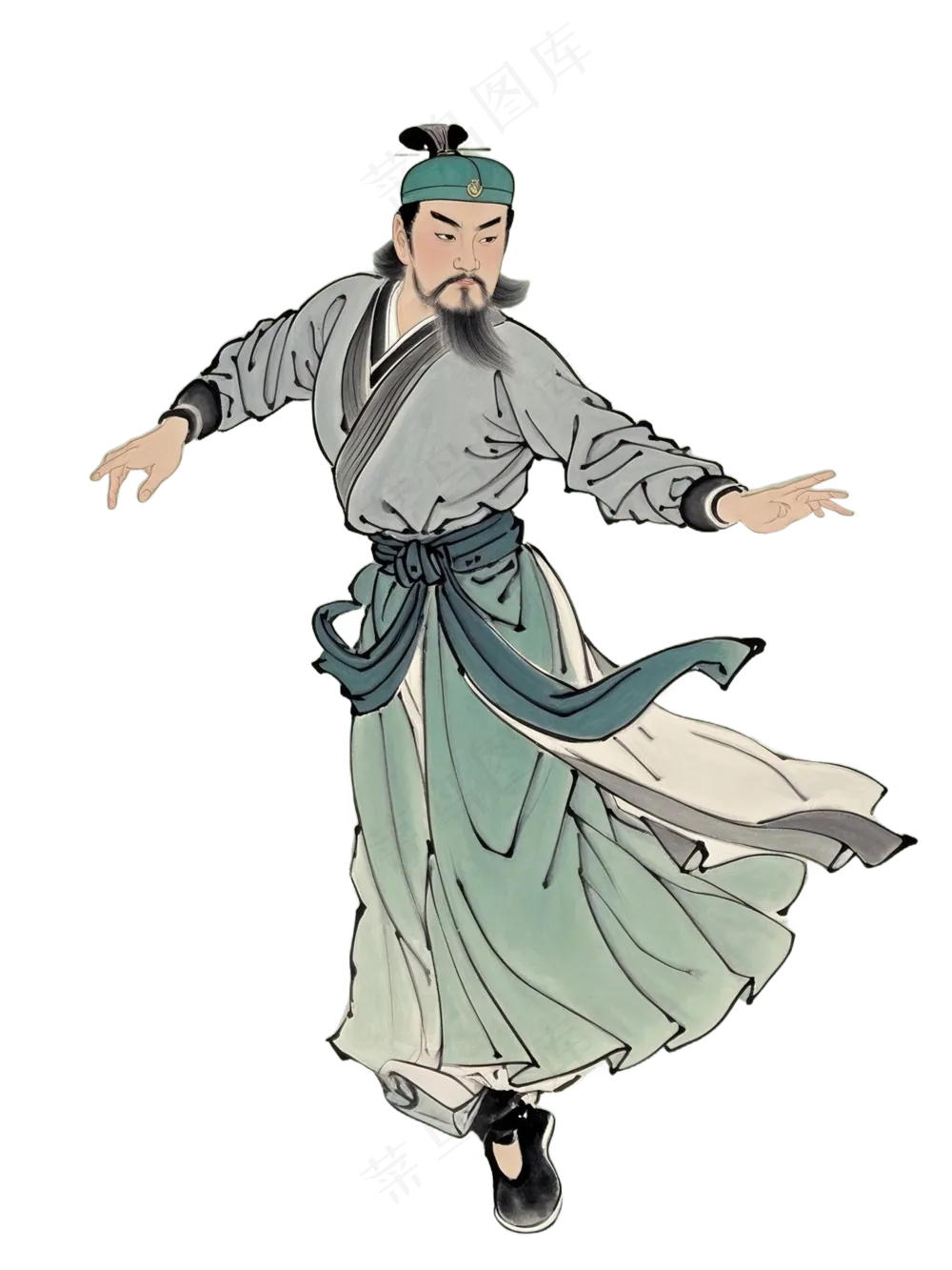 免抠中国风水墨画舞蹈人物