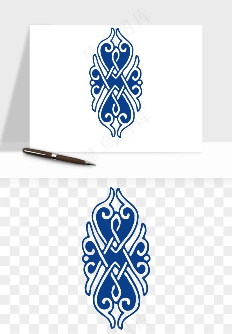 青花瓷花纹花卉图案png免抠