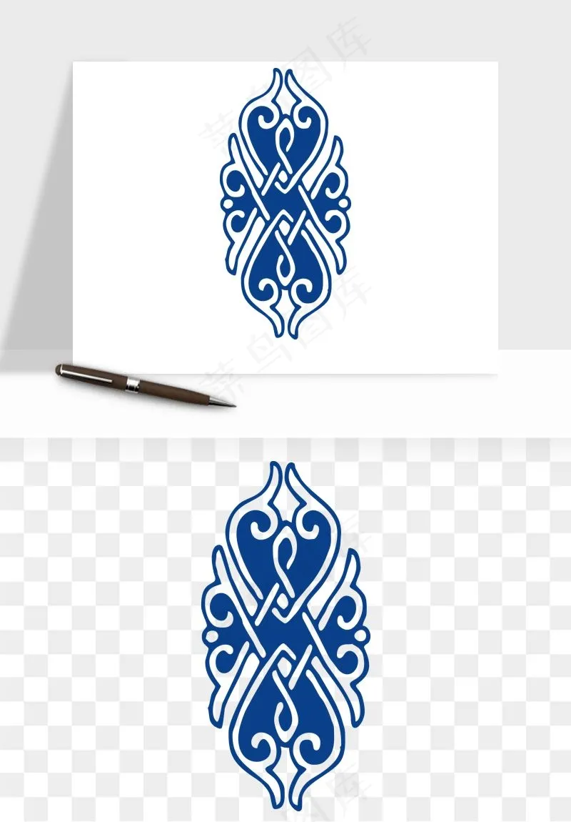 青花瓷花纹花卉图案png免抠