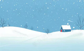 冬天白雪覆盖寒冷唯美雪景小寒插画背景
