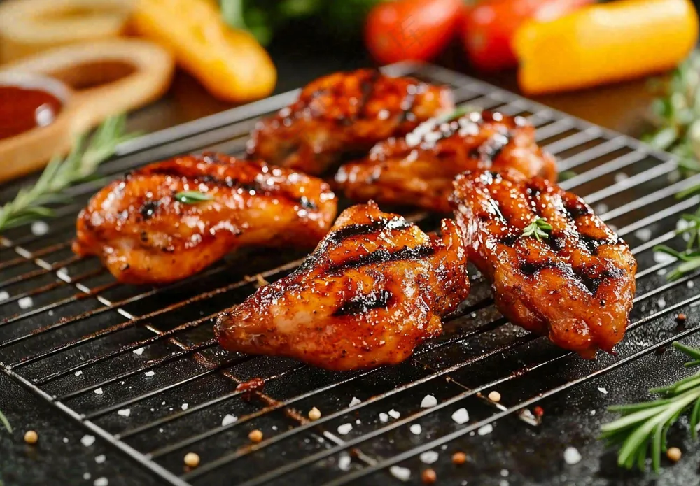 烤鸡鸡翅鸡腿美味美食摄影图