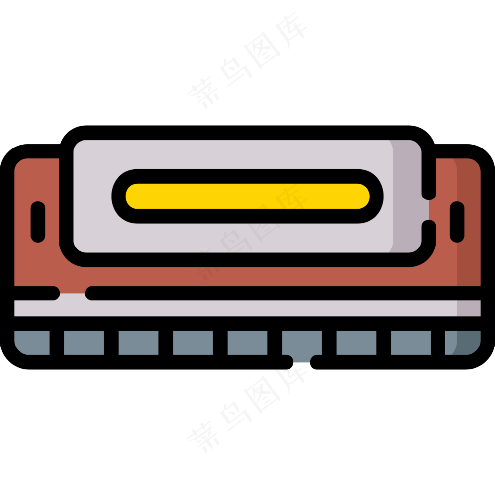 口琴 harmonica  西洋乐器 线性彩色图标