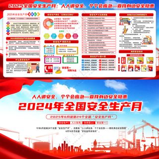 红色大气2025安全生产月展板