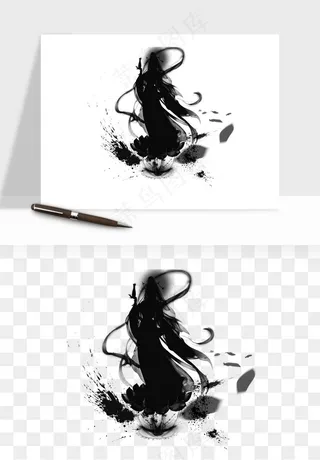 水墨江湖侠客武侠剪影png免抠