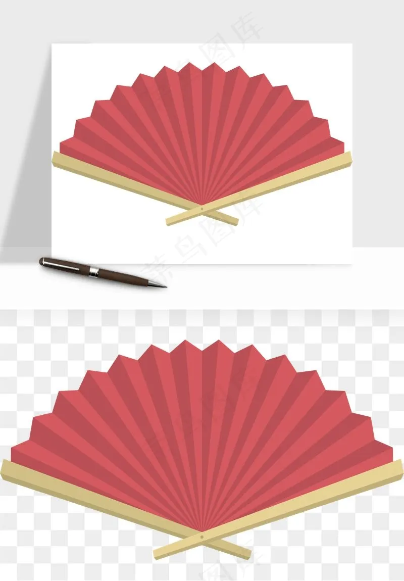 古风扇子元素png免抠