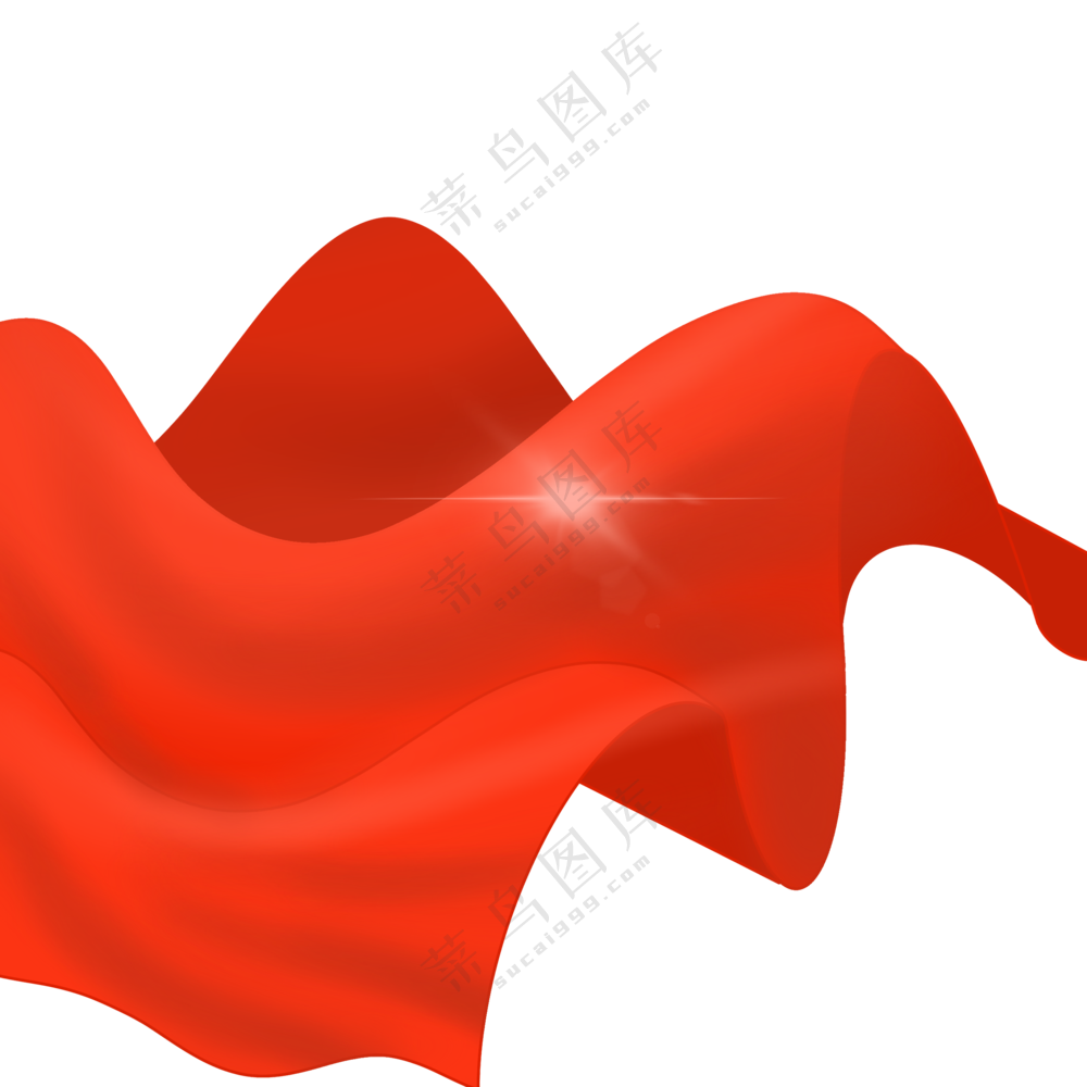 星光闪耀的红绸子装饰元素免抠图片