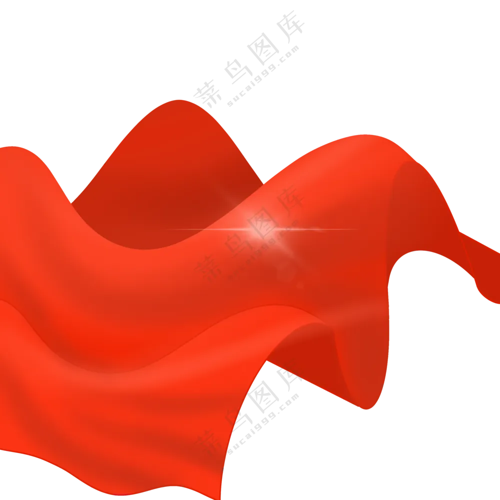 星光闪耀的红绸子装饰元素免抠图片