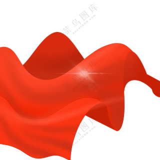 星光闪耀的红绸子装饰元素免抠图片