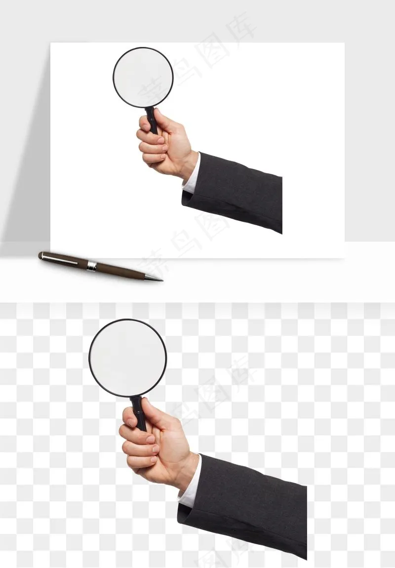 手绘放大镜镜片png免抠