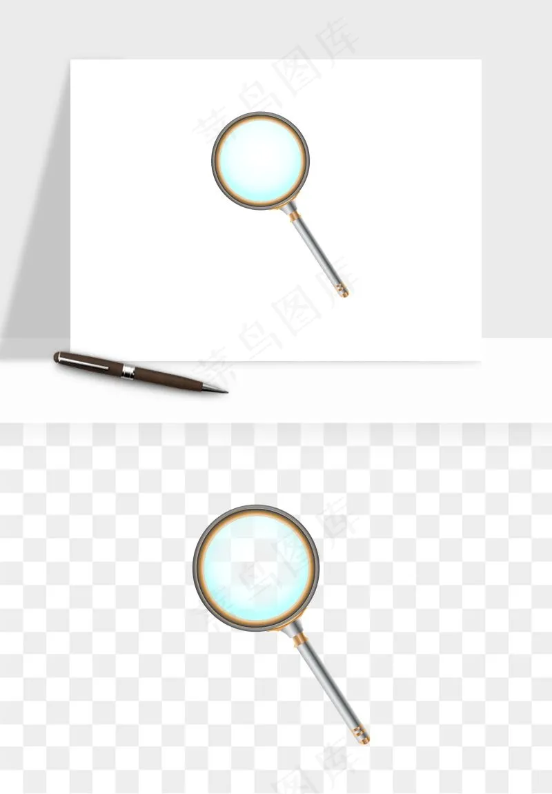 手绘放大镜镜片png免抠