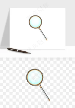 手绘放大镜镜片png免抠