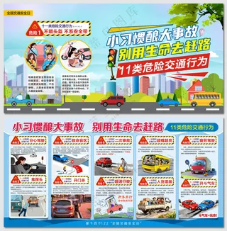 全国交通安全日11类危险行为展板