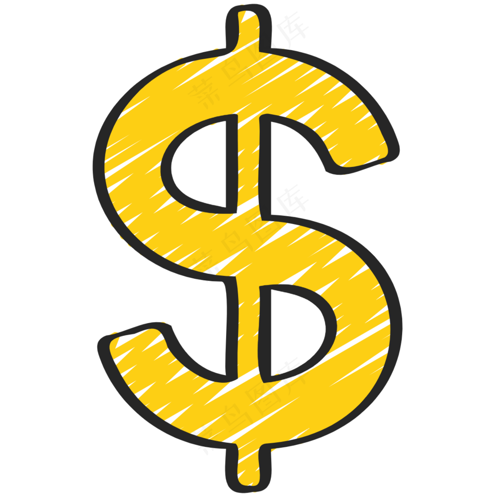 美元符号 铅笔手绘图标icon