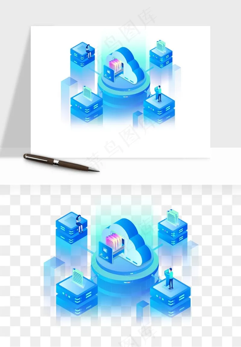 立体2.5d科技商务png免抠