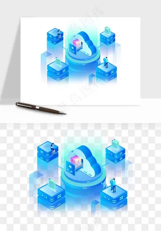 立体2.5d科技商务png免抠