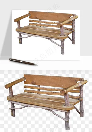 老式木桌木椅木凳png免抠
